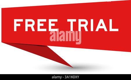 Red color speech banner with word free trial on white background Stock Vector