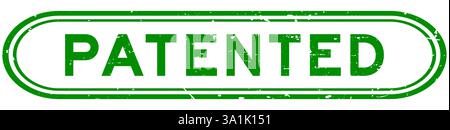Grunge green patented word rubber seal stamp on white background Stock Vector