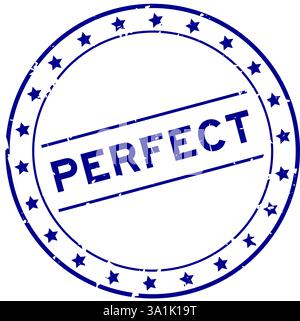 Grunge blue good condition word with star icon round rubber seal stamp ...