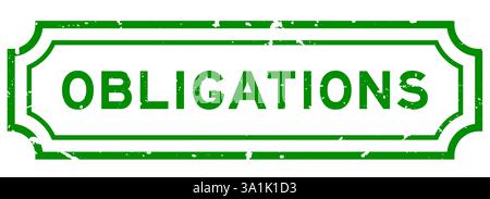 Grunge green obligations word square rubber stamp on white background Stock Vector