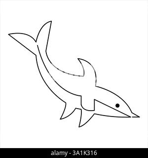 Continuous one line art drawing minimalist dolphin fish vector swimming abstract hand drawn outline vector Stock Vector
