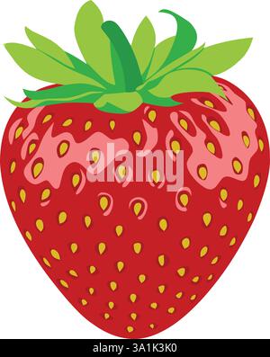 A ripe red strawberry isolated on a white background Stock Vector