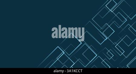 Simple Overlapping Rectangular Frames of Various Sizes, Colored in Shades of Blue - Geometric Shapes Pattern, Texture on Wide Scale Background - Desig Stock Vector
