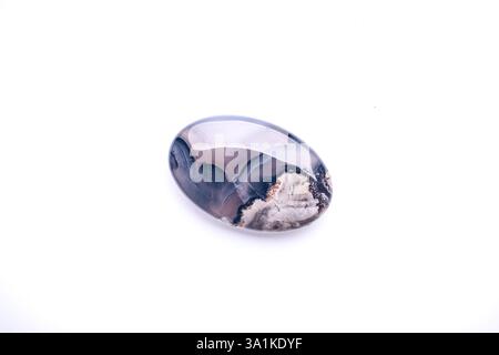 Single polished dull Volcano Agate isolated on white background Stock Photo