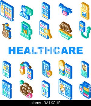 Nanotechnology icons set. Isometric set of nanotechnology vector icons ...