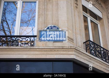 Paris street sign, Avenue des Champs Élysées, France Stock Photo