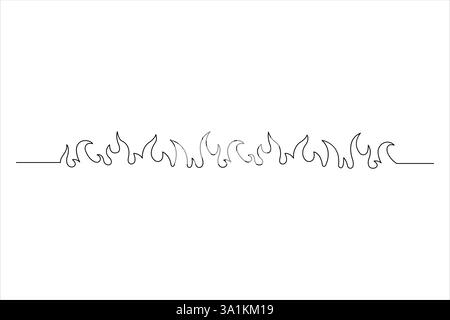 Continuous one line fire art drawing vector illustration Stock Vector