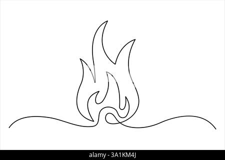 One Fire Drawing Continuous bonfire drawing single line art, Continuous one line drawing ...