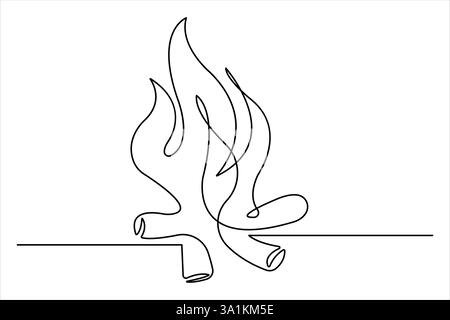 One Fire Drawing Continuous bonfire drawing single line art, Continuous one line drawing ...