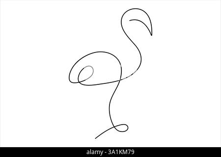 Flamingo continuous one line drawing of bird, flamingo simple contour drawing for modern minimalism design Stock Vector