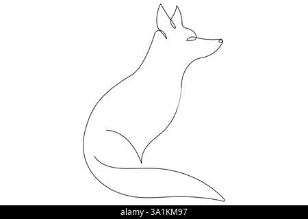 Fox continuous one line drawing vector illustration Stock Vector