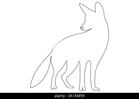 Fox continuous one line drawing vector illustration Stock Vector