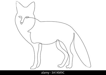Fox continuous one line drawing vector illustration Stock Vector