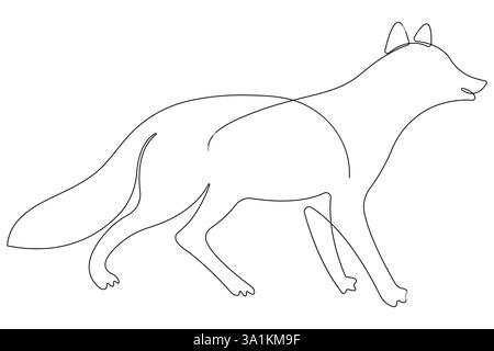 Fox continuous one line drawing vector illustration Stock Vector