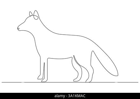 Fox continuous one line drawing vector illustration Stock Vector