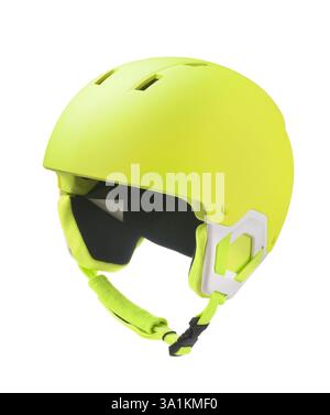 Empty yellow sport safety helmet isolated on white Stock Photo