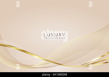 Elegant golden lines on a cream color luxury background Stock Vector