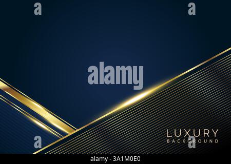 Luxury Golden lines on dark blue gradient color background Stock Vector