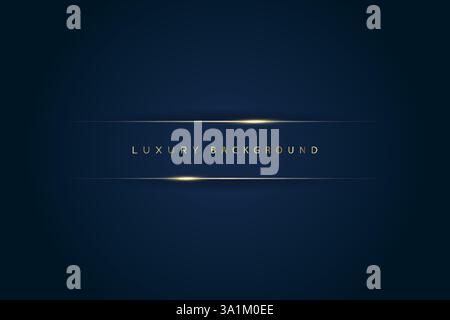 Abstract template blue frame stripe golden lines background Stock Vector
