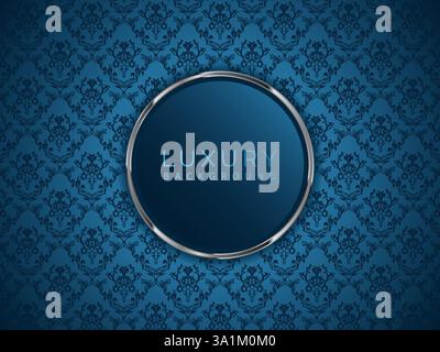 Abstract luxury blue pattern with siver lined circle background Stock Vector