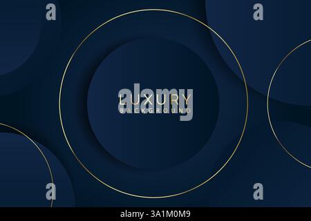 Luxury Golden line on dark blue rounded blocks with blue color background Stock Vector