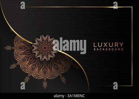 Luxury mandala background with golden strip background Stock Vector