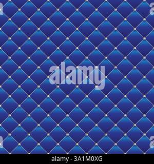 light blue diamond shape upholstery Luxury Background with Golden Buttons Stock Vector