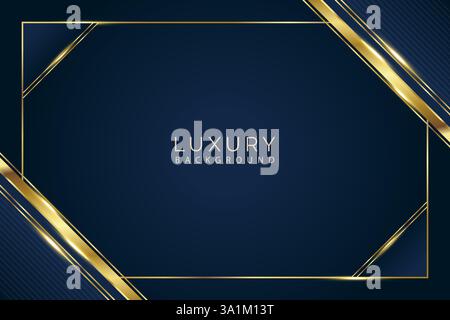 Luxury Golden lines on dark blue shaded color background Stock Vector