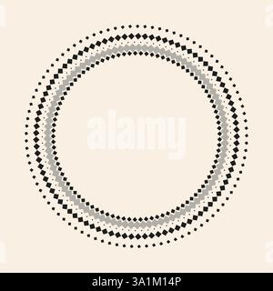 Black dotted rosette object on beige background. Ornamental frame. Design element for logo, web pages, prints, posters, template. Stock Vector