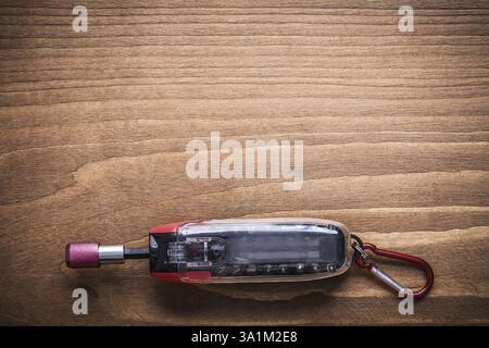 Replaceable screwdriver bits in toolbox on wooden board construction concept Stock Photo