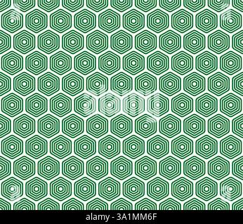 Hexagonal pattern background. Green color on matching background. Bold rounded stacked hexagons mosaic pattern. Hexagonal shapes. Seamless design. Stock Vector