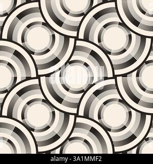 Black grey geometric pattern with concentric circles on beige background. Empty circles. Design element for logo, web pages, prints, posters, template Stock Vector