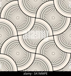 Black grey ornamental geometric pattern with concentric circles on beige background. Empty circles. Design element for logo, web pages, prints, poster Stock Vector