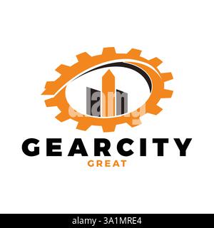 gear city icon logo design template Stock Vector