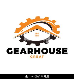 gear house icon logo design template Stock Vector