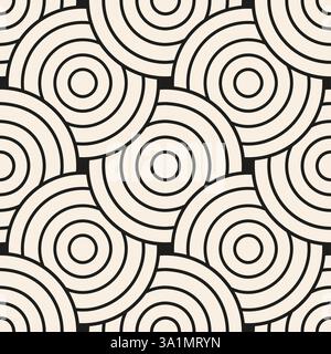 Black grey ornamental geometric pattern with concentric circles on beige background. Empty circles. Design element for logo, web pages, prints, poster Stock Vector