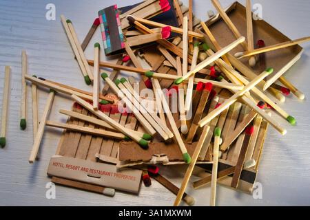 Collection of vintage matches, USA Stock Photo