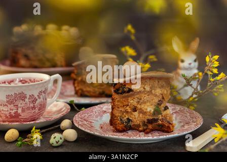 Homemade Simnel Cake traditional English Easter marzipan cake. Stock Photo