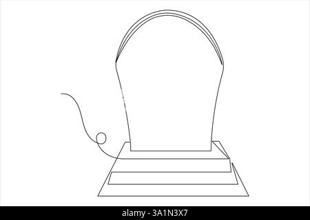 Gravestone R.I.P continuous one line art drawing of Halloween, grave, cemetery, death, memorial day Stock Vector