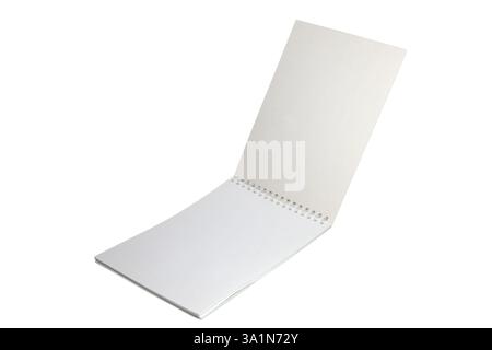 clean flip notebook with unlined pages on a binding spring. isolated on white background Stock Photo