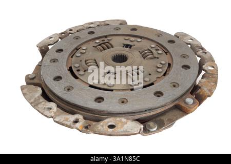 clutch disc and clutch basket assembly, isolated on white background Stock Photo