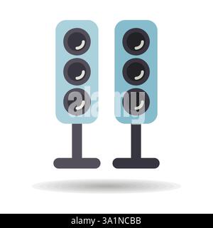 Sound system speakers vector isolated icon. Acoustic speakers with three speakers for sound Stock Vector