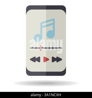 Smartphone with music player app vector isolated icon. Music sign. Graph symbol for music and sound web site and apps design, logo, app, UI Stock Vector