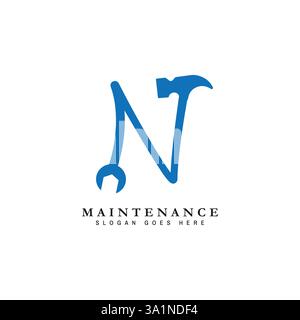 Letter N House Maintenance Logo. Alphabet N Building Construction Icon Stock Vector