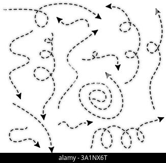 Abstract background with dash arrows going down, right, up. Vector illustration. Stock Vector
