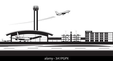 Airport amenities – vector illustration Stock Vector