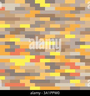 Pixelated mosaic pattern. Warm color scheme. Abstract digital texture. Modern seamless background. Stock Vector