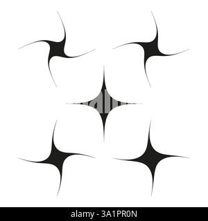 Sparkling star icon. Black glowing shape. Shining abstract element. Vector clean silhouette. Stock Vector