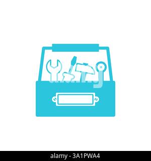 Household Repair Toolbox Icon. Blue icon set. Stock Vector