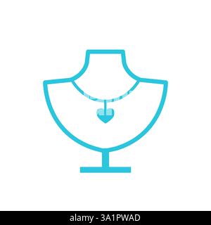 Stand for a Necklace icon. Isolated on white. Blue icon set. Stock Vector
